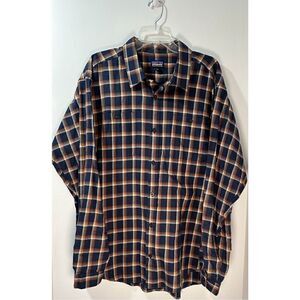 Patagonia organic cotton mens plaid button down shirt 2 pockets size XL #37-0934
